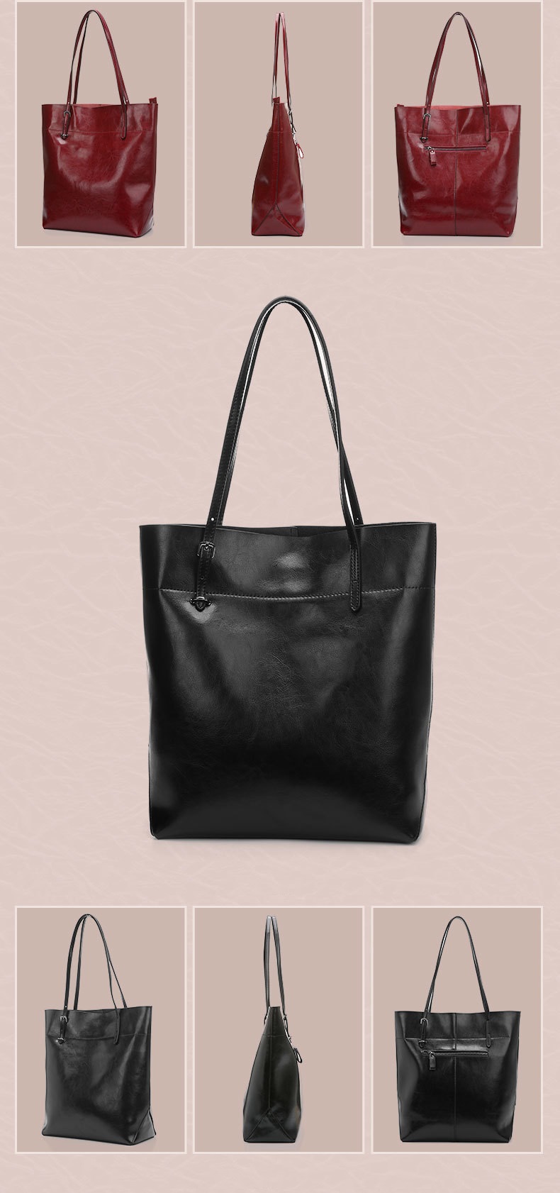 wholesale oil wax genuine leather handbags