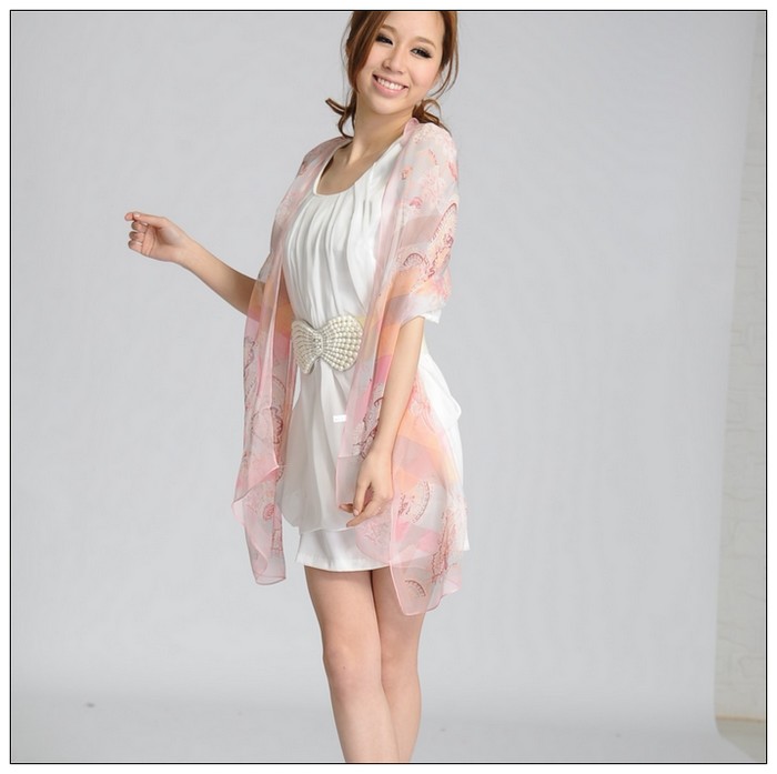 Printed Long Silk Scarf 