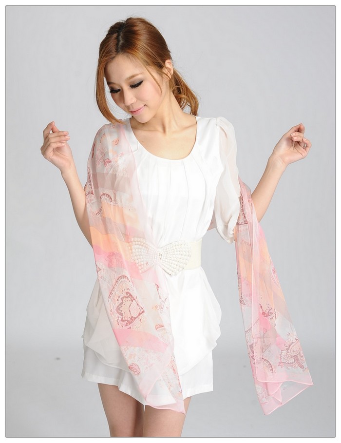 Printed Long Silk Scarf 
