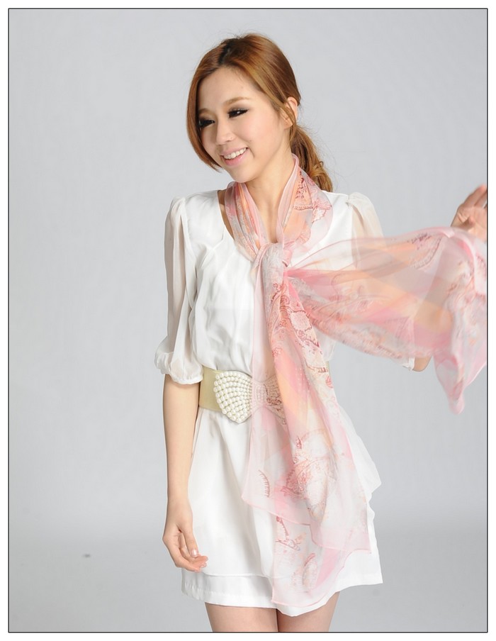 Printed Long Silk Scarf 