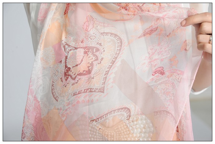 Printed Long Silk Scarf 