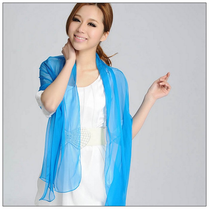 Solid Color Long Silk Scarf Solid Color Long Silk Scarf