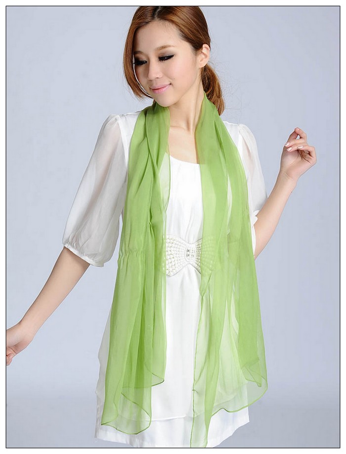 Solid Color Long Silk Scarf Solid Color Long Silk Scarf