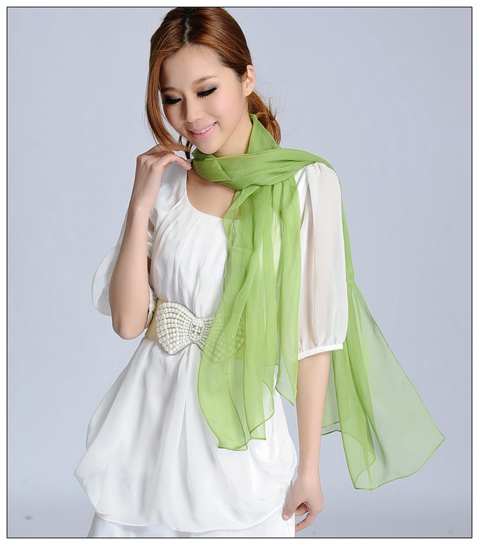 Solid Color Long Silk Scarf Solid Color Long Silk Scarf