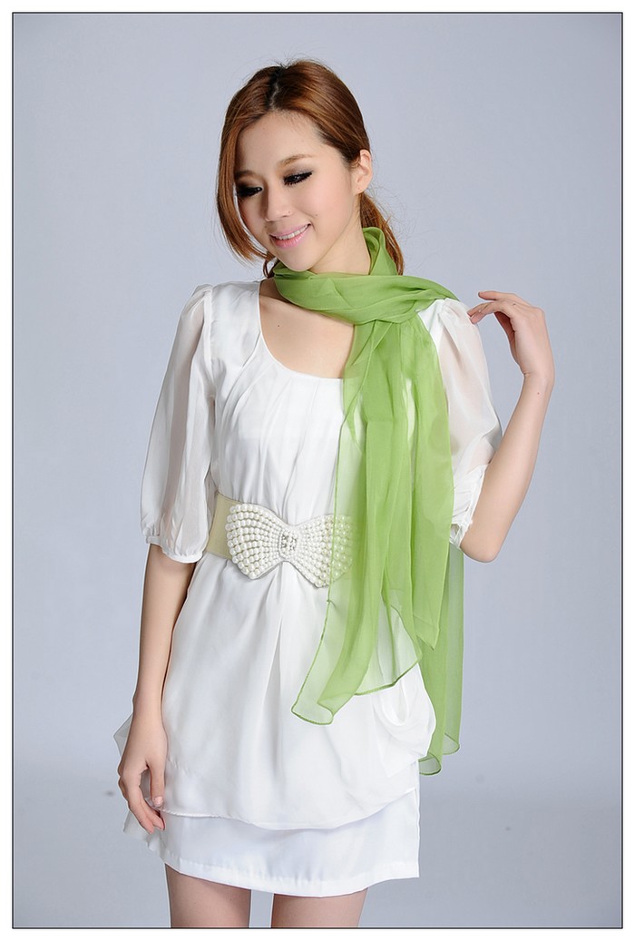 Solid Color Long Silk Scarf Solid Color Long Silk Scarf