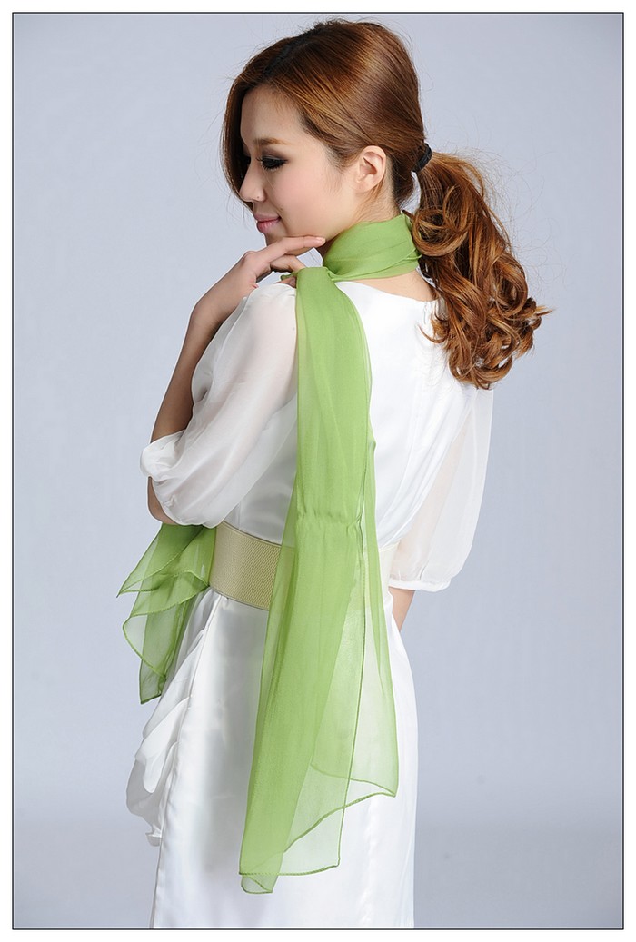 Solid Color Long Silk Scarf Solid Color Long Silk Scarf