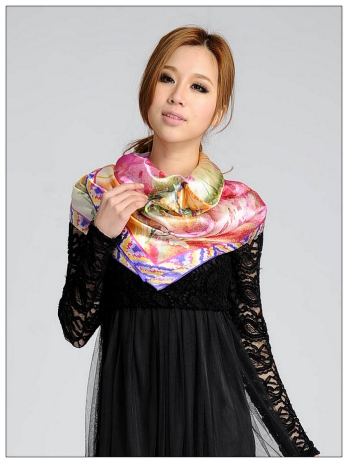 Colorful Big Square Silk Scarf