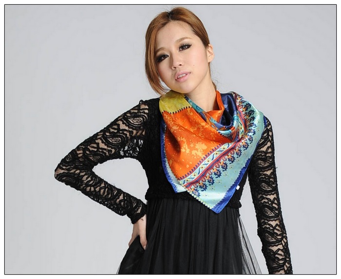 Colorful Big Square Silk Scarf