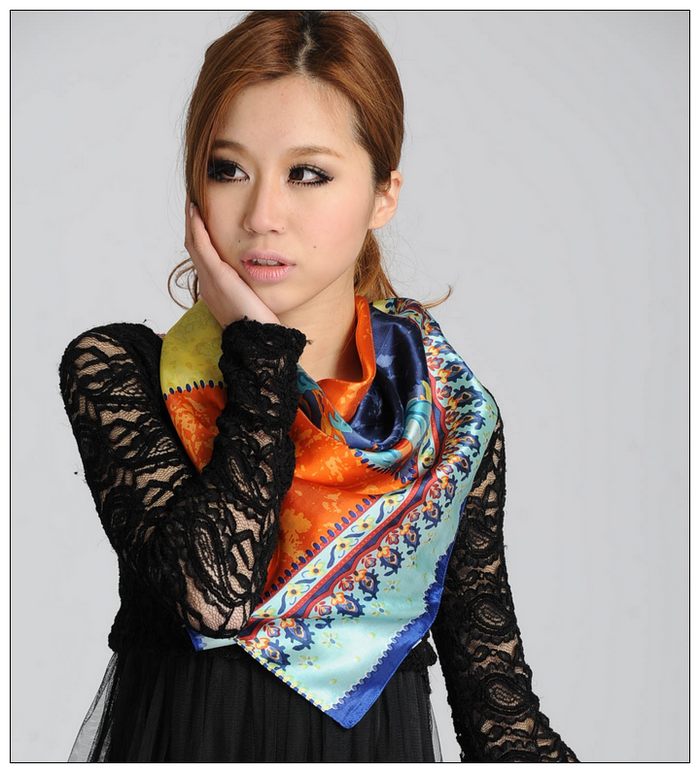 Colorful Big Square Silk Scarf