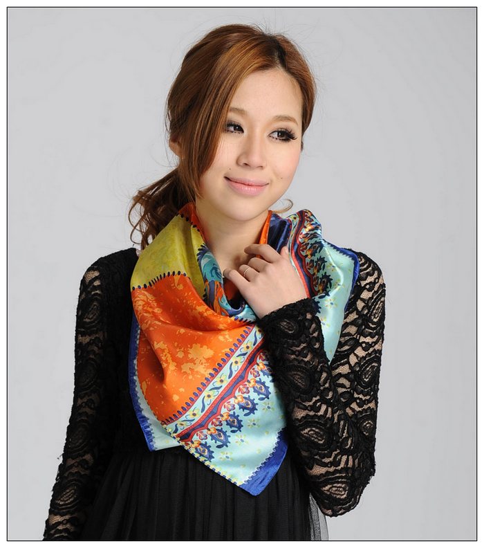 Colorful Big Square Silk Scarf