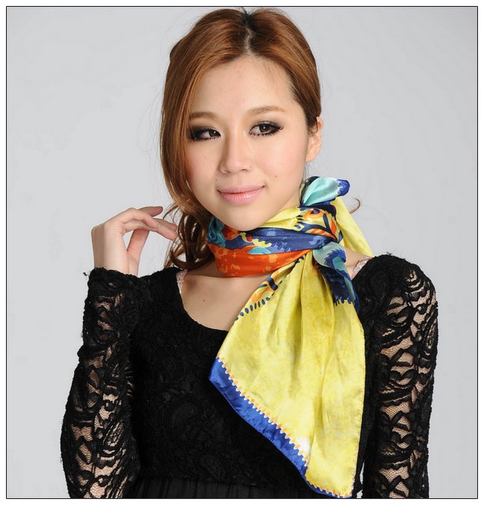 Colorful Big Square Silk Scarf