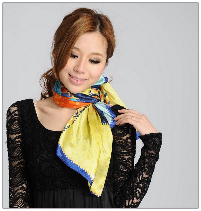 Colorful Big Square Silk Scarf