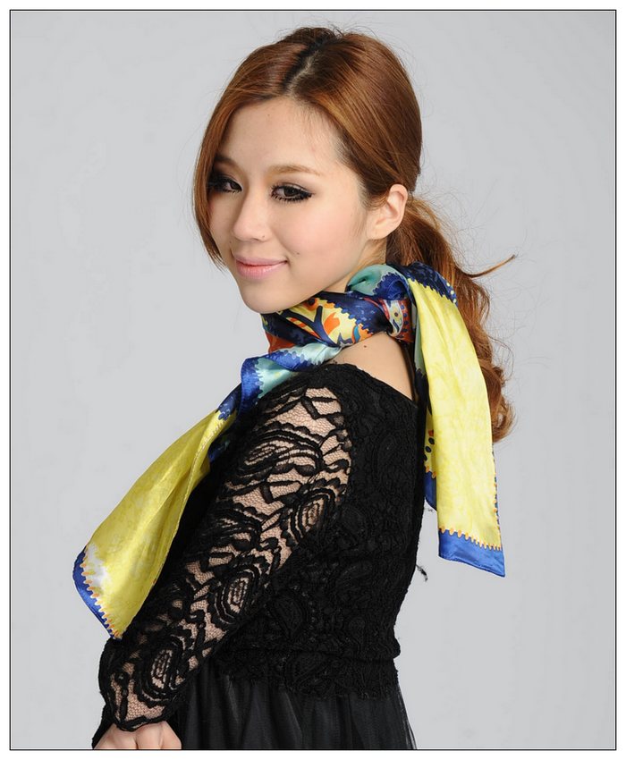 Colorful Big Square Silk Scarf