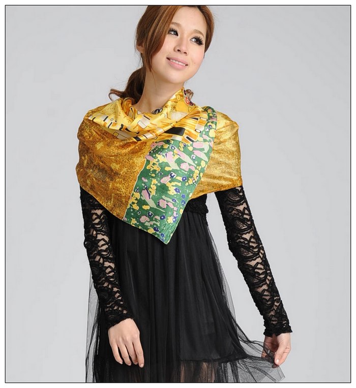 Colorful Big Square Silk Scarf