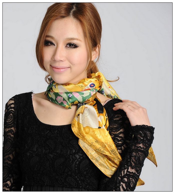 Colorful Big Square Silk Scarf