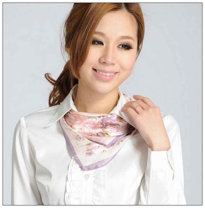 Flowers Small Square Silk Scarf