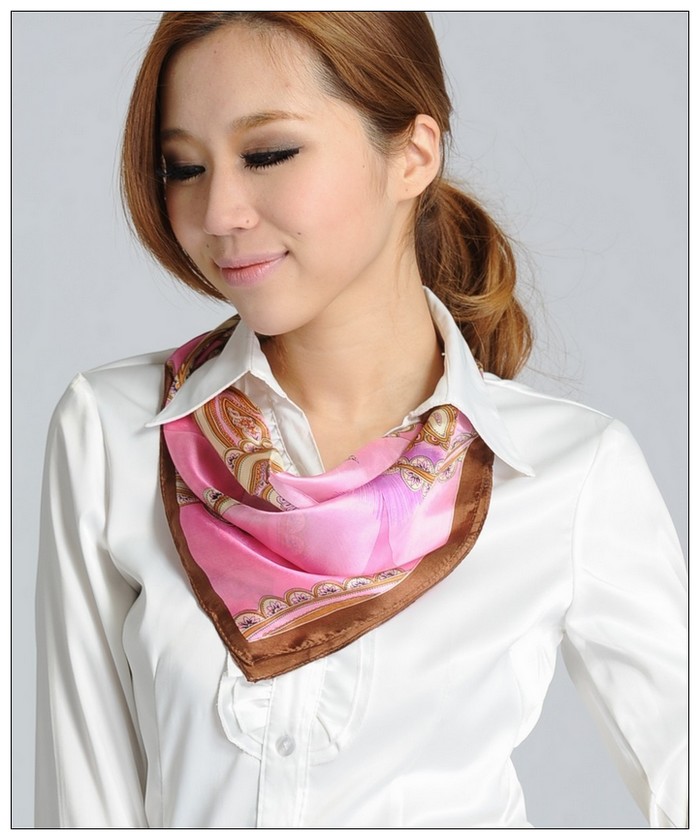 Printed Small Square Silk Scarf 