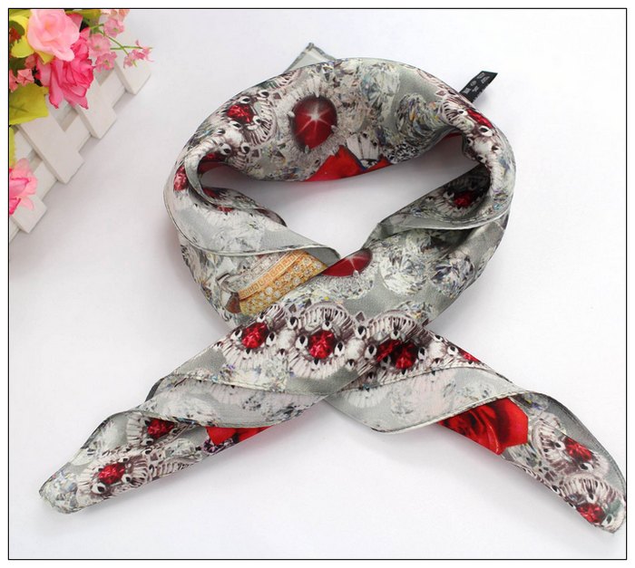 Digital Print Small Square Silk Scarf 
