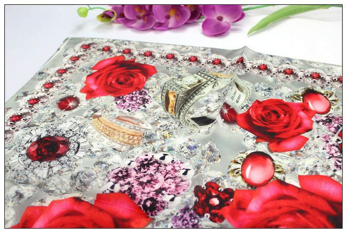 Digital Print Small Square Silk Scarf 