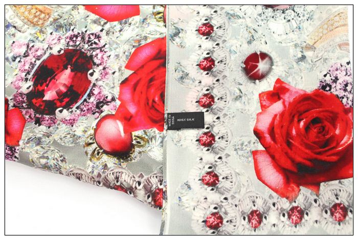 Digital Print Small Square Silk Scarf 