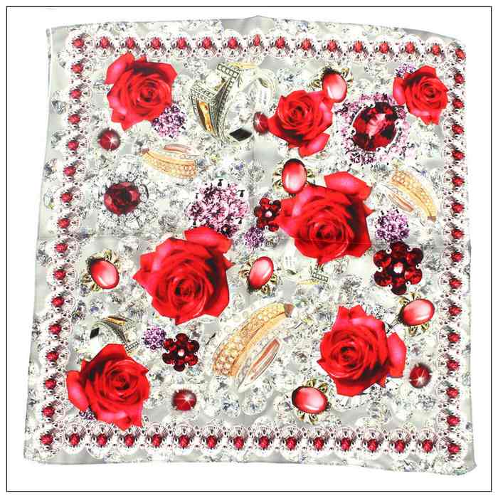 Digital Print Small Square Silk Scarf 