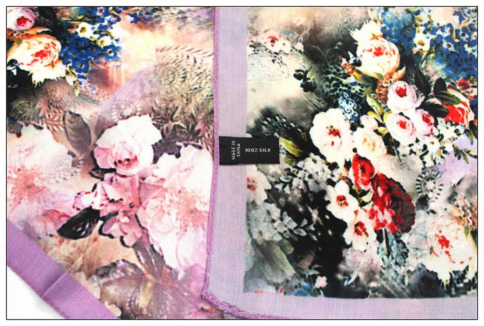 Digital Print Small Square Silk Scarf