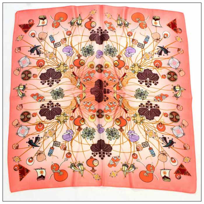 Digital Print Small Square Silk Scarf
