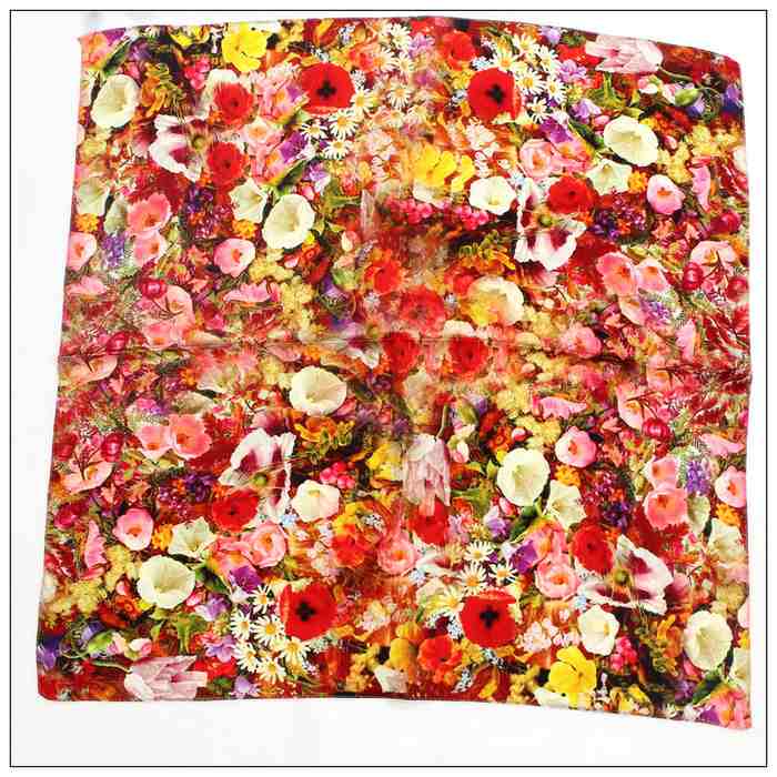 Digital Print Small Square Silk Scarf 