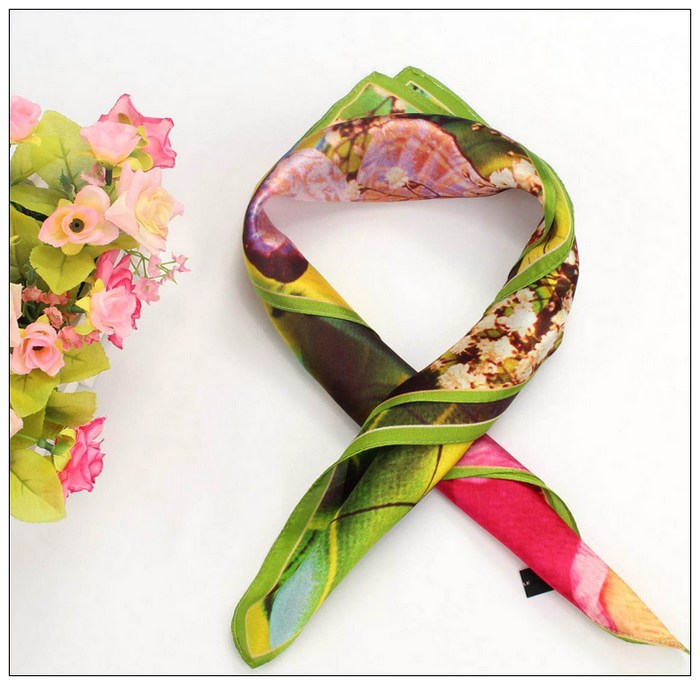 Digital Print Small Square Silk Scarf