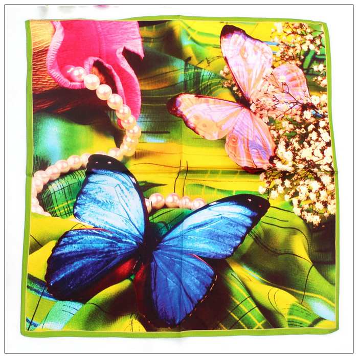 Digital Print Small Square Silk Scarf