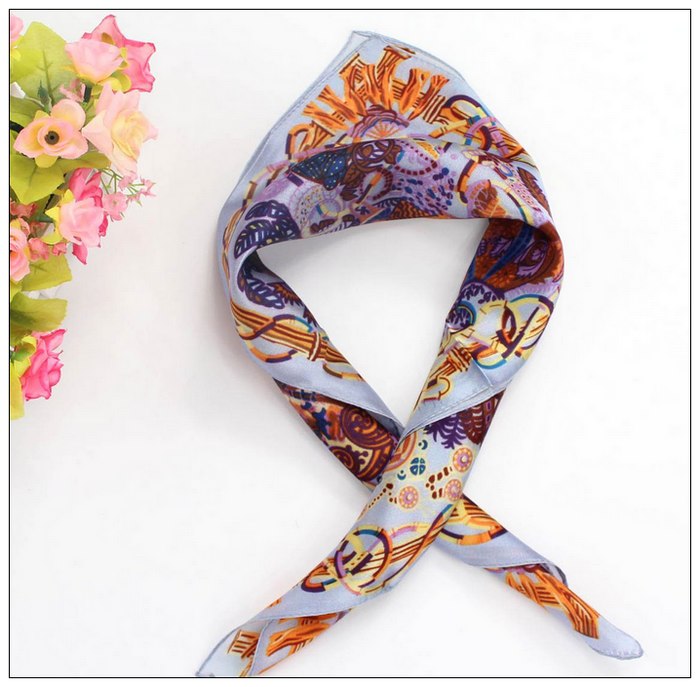 Digital Print Small Square Silk Scarf