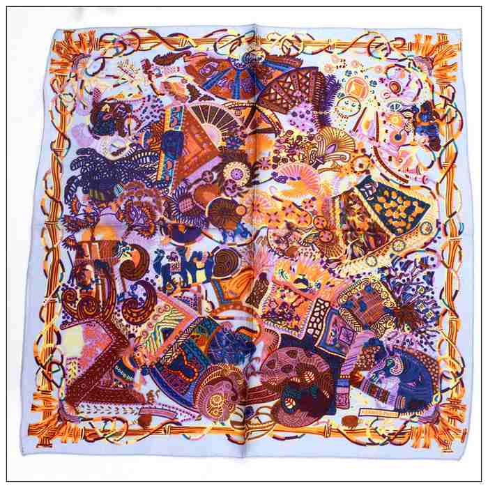 Digital Print Small Square Silk Scarf