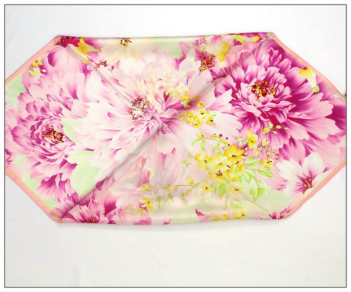 Digital Print Small Square Silk Scarf