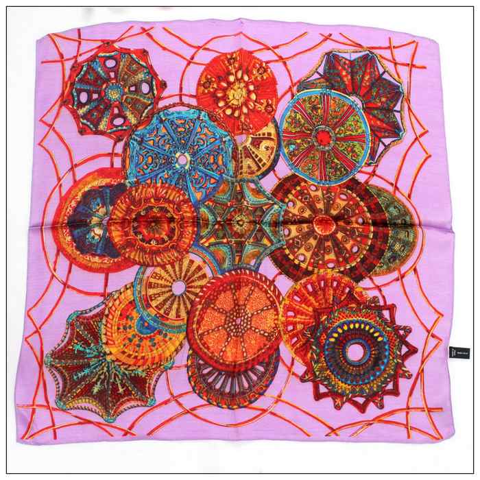 Digital Print Small Square Silk Scarf 