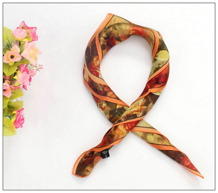 Digital Print Small Square Silk Scarf