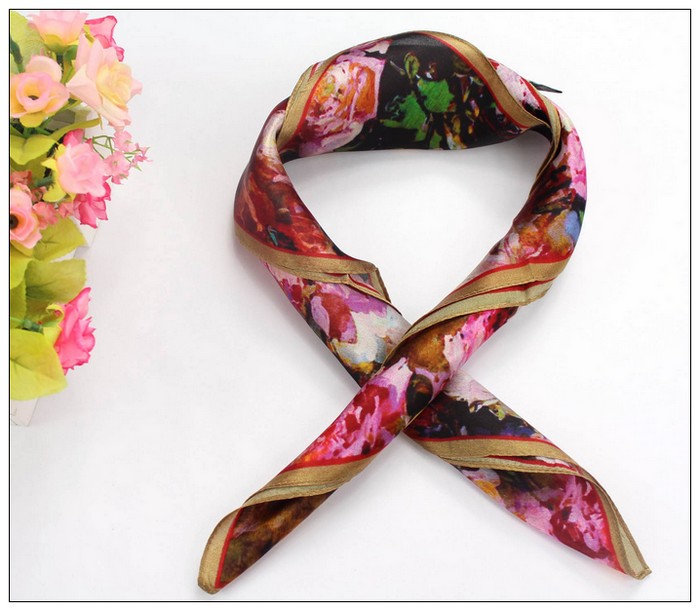 Digital Print Small Square Silk Scarf