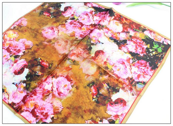 Digital Print Small Square Silk Scarf