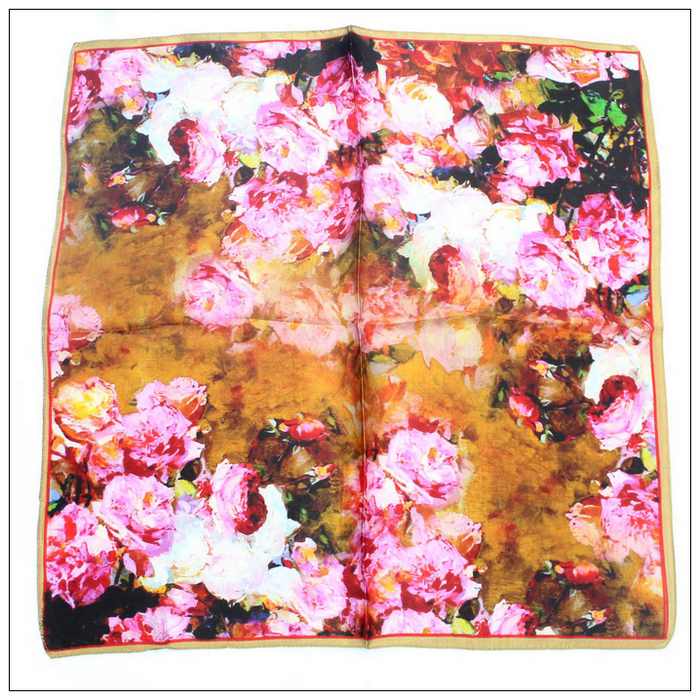 Digital Print Small Square Silk Scarf