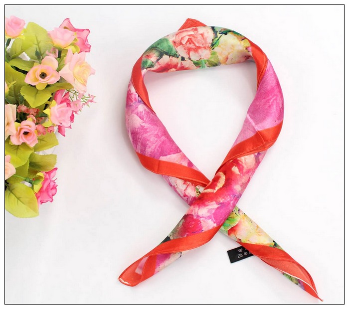 Digital Print Small Square Silk Scarf