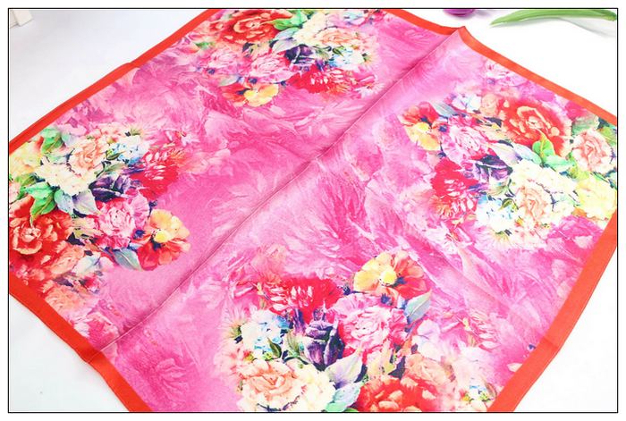 Digital Print Small Square Silk Scarf