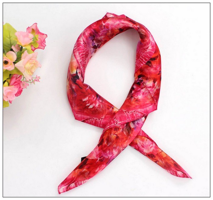 Digital Print Small Square Silk Scarf