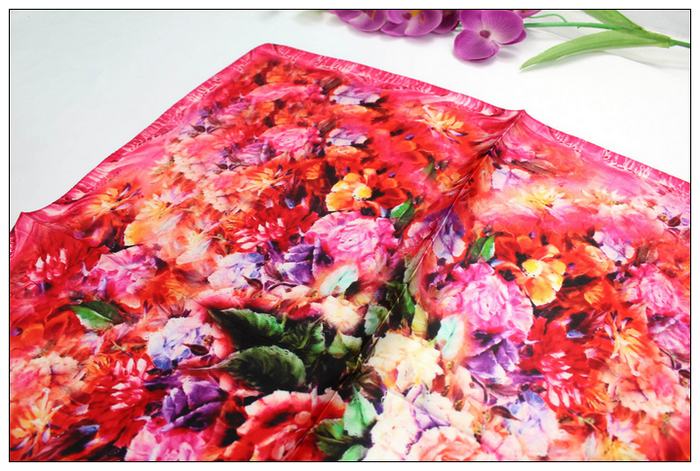 Digital Print Small Square Silk Scarf