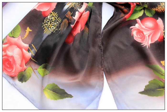 Digital Print Long Silk Scarf