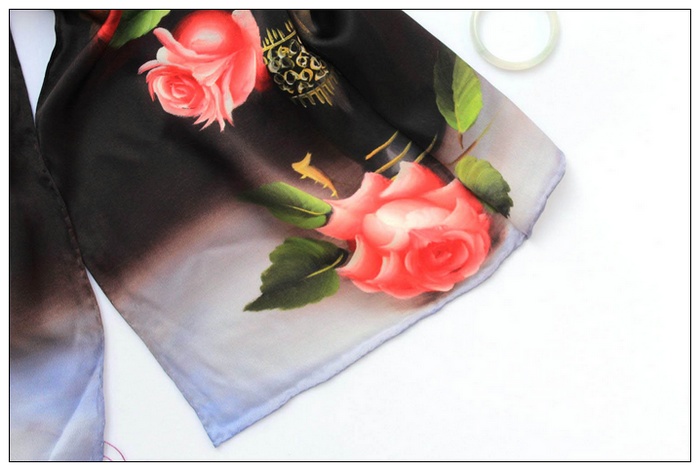 Digital Print Long Silk Scarf