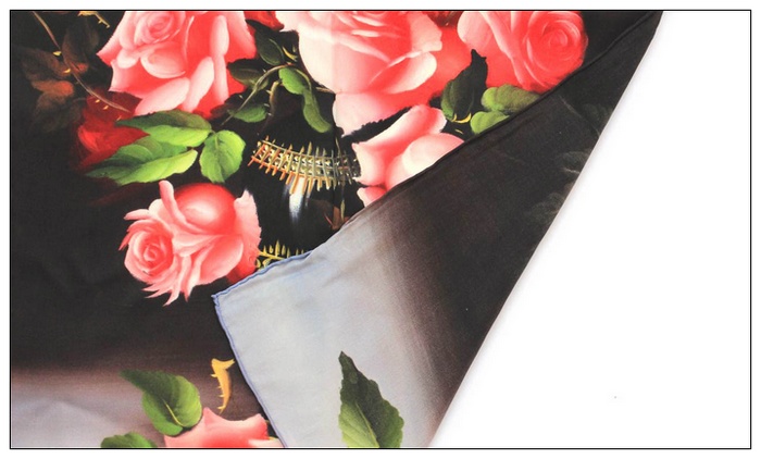 Digital Print Long Silk Scarf