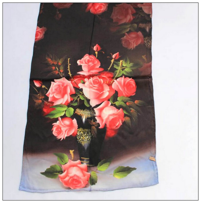 Digital Print Long Silk Scarf