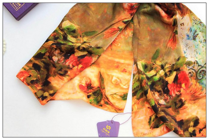 Digital Print Long Silk Scarf