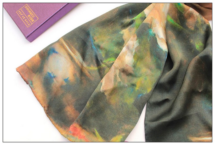 Digital Print Long Silk Scarf