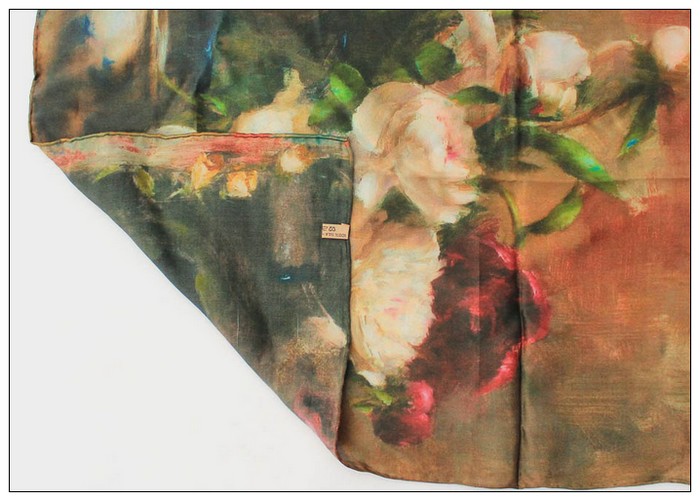 Digital Print Long Silk Scarf