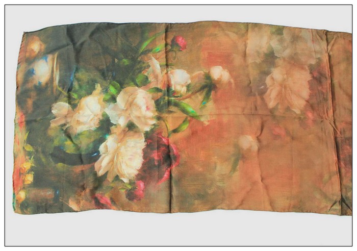 Digital Print Long Silk Scarf